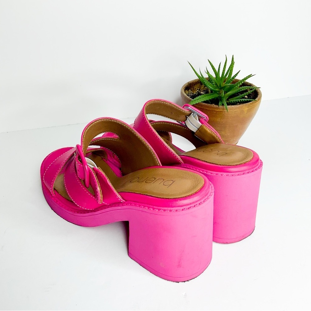 BUENO Bright Pink Leather Platform Sandals In Great Condition - Picture 6 of 8
